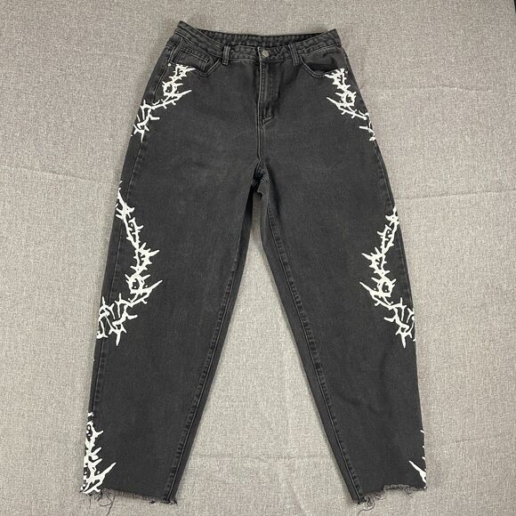 SHEIN Denim - EZwear Jeans L Loose Relaxed High Waist Lightning Y2K Style Skater Goth Punk